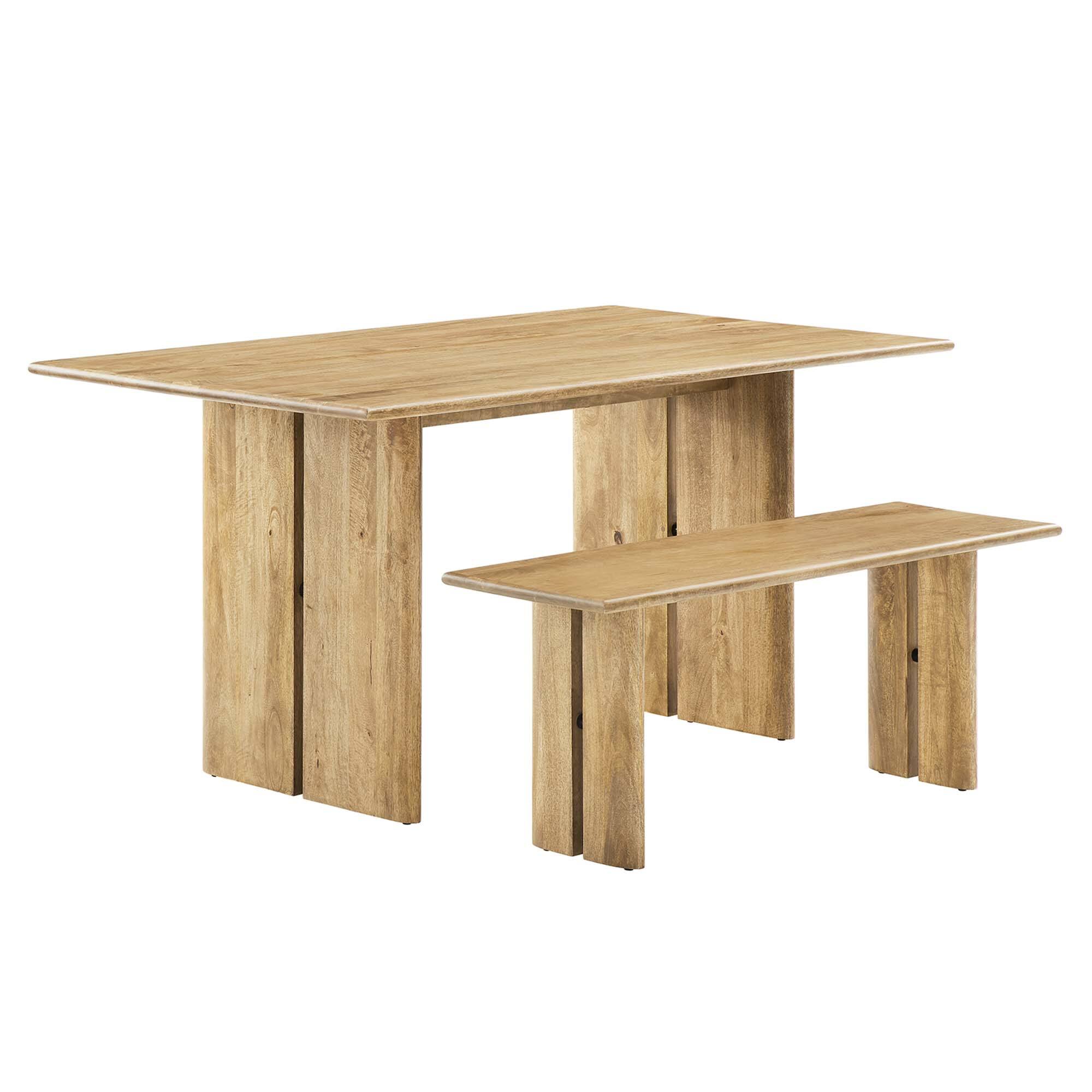 Angle. Modway - Amistad 60" Wood Dining Table and Bench Set by Modway - Oak.
