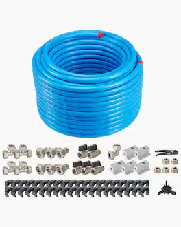 VEVOR - Air Compressor Line Kit, 200FT x 3/4", HDPE-Aluminum Compressed Air Piping System, Leak-Proof & Easy-to-Install - Blue