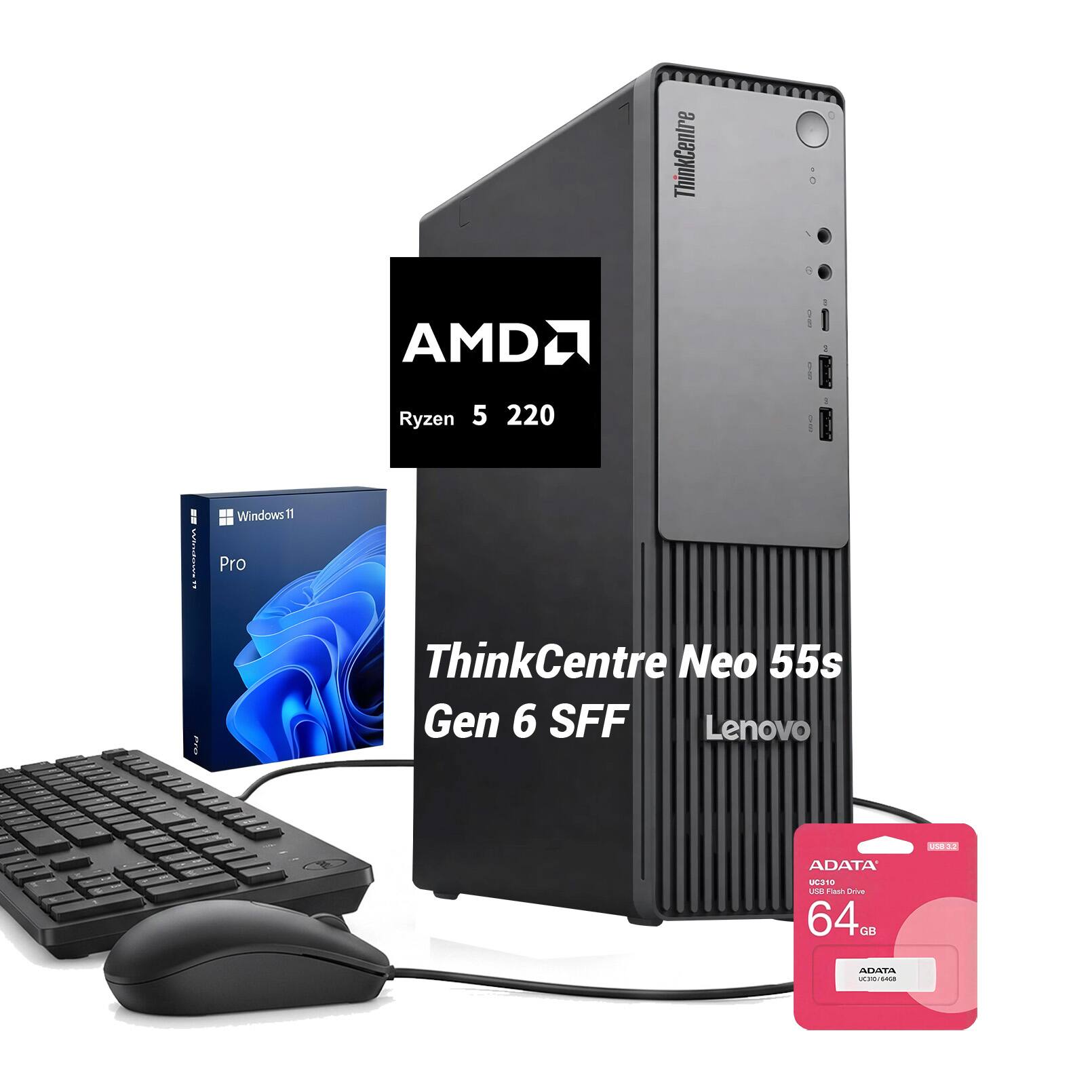AMD  
ThinkCentre  
Ryzen 5 2200G  
Windows 11 Pro  
ThinkCentre Neo 55s Gen 6 SFF Lenovo  
ADATA UC310 USB Flash Drive 64 GB