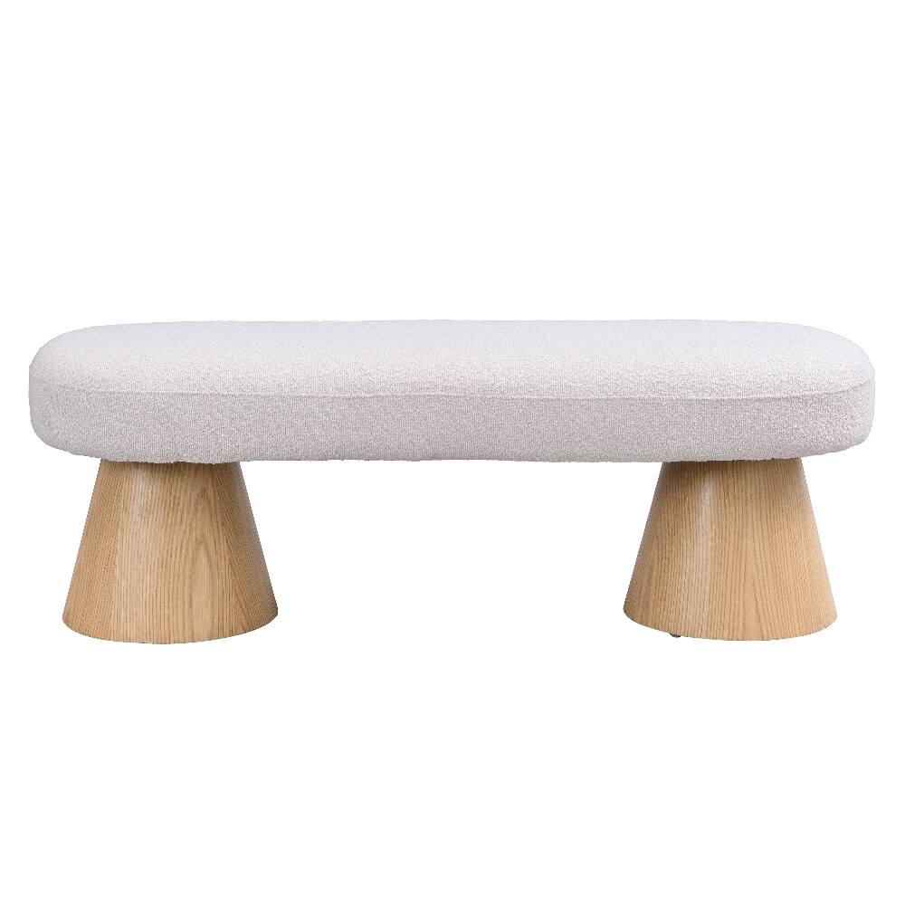 Back. Ropilly - Ropilly 49 Inch Upholstered Dining Bench, Beige Fabric Entryway Bench, No Assembly End of Bed Ottoman, 300 LBS Capacity - Beige.