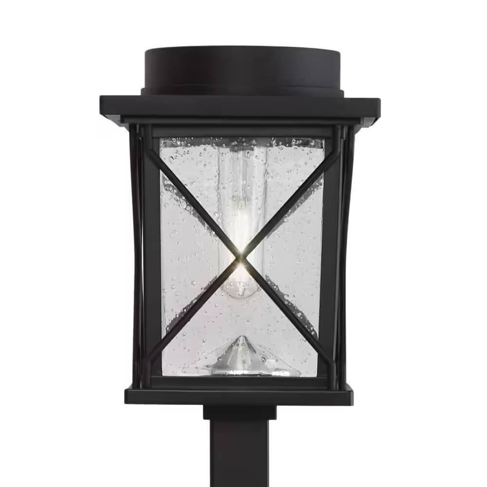 Left. Hivvago - 4-Pack - Black Solar LED Light Set - Outdoor Path Yard Lighting - Black.