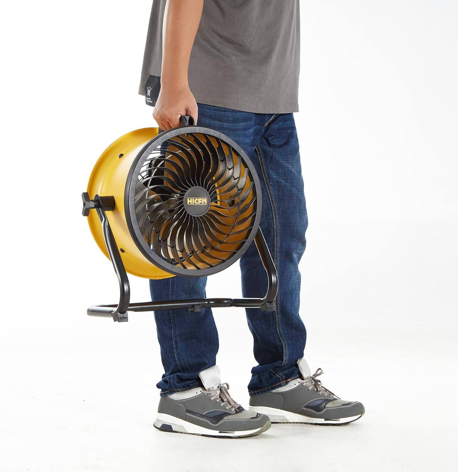 Alt View 2. Akoasm - 10" Turbo Floor Fan 1000 CFM, High-Velocity Drum Air Circulator, 3-Speed, Wall Mountable for Garage Shop Basement.