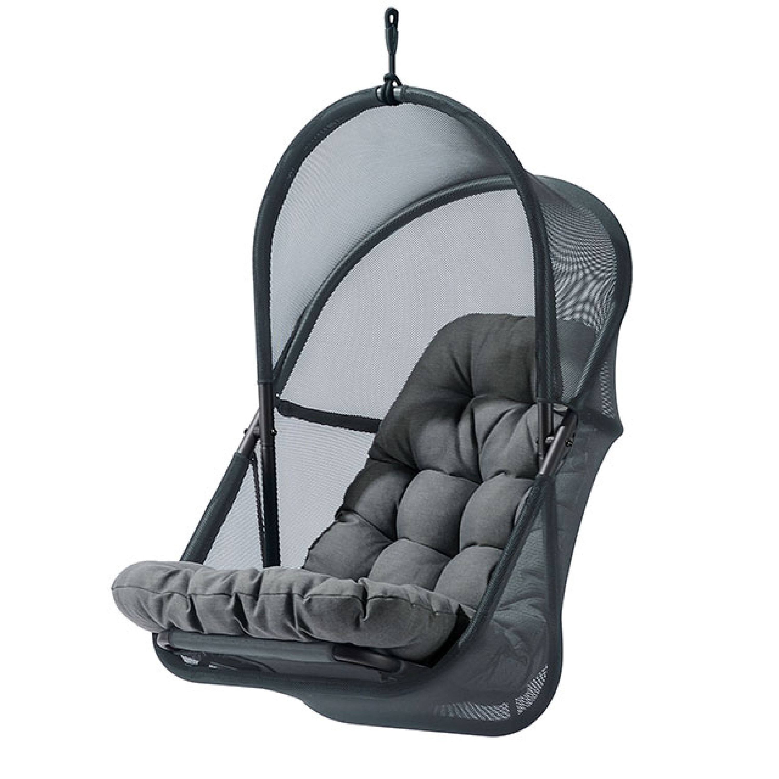 Alt View 3. Manhattan Lane - Bery Outdoor Swing Chair with Foldable Stand, Dark Gray Cushion - Black, Dark Gray.