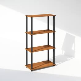 Furinno - Turn-N-Tube 4-Tier Multipurpose Shelf Display Rack, Shelving Unit, Bookcase - Light Cherry/Black