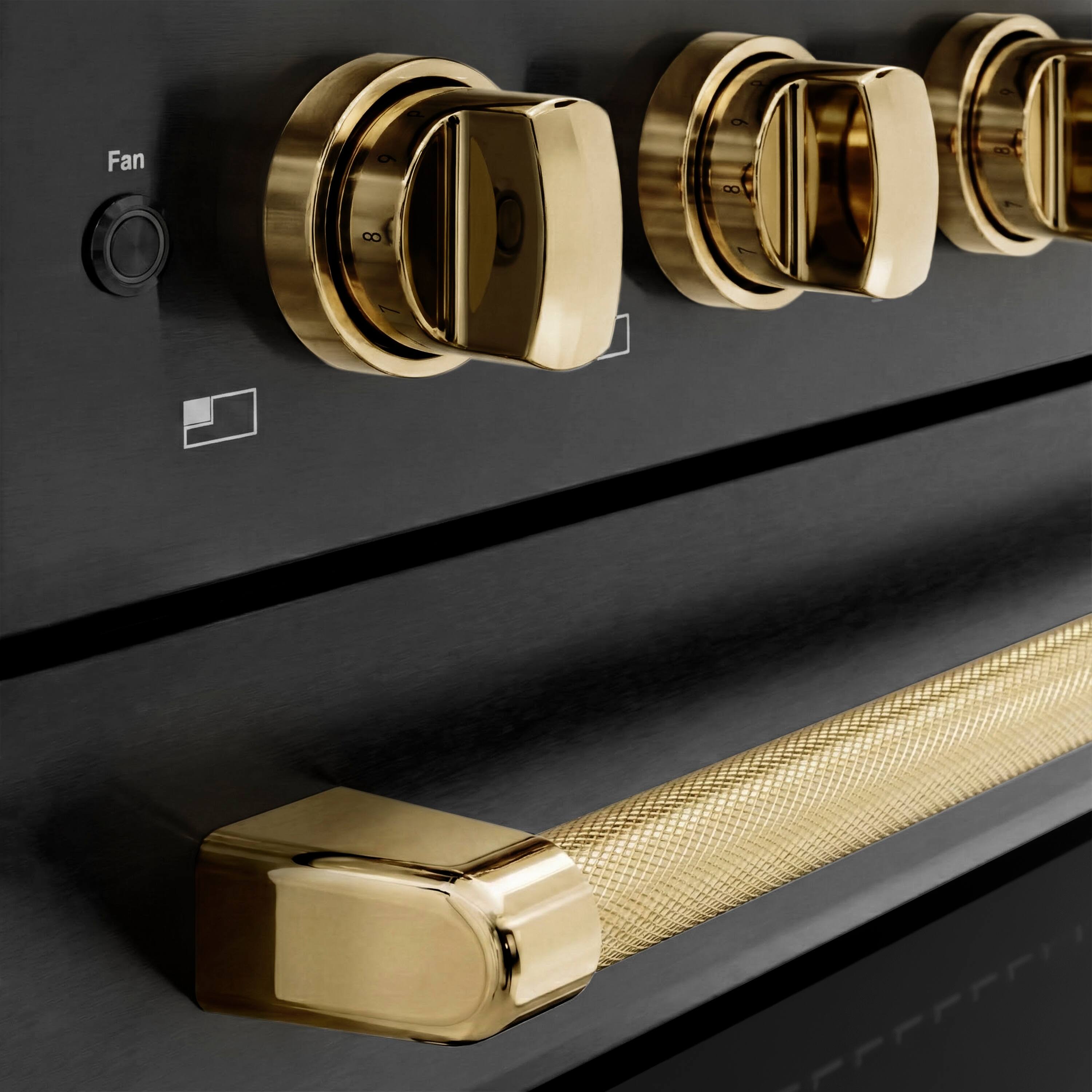 Alt View 5. ZLINE - Autograph 36 in. 5.2 cu. ft. Paramount Freestanding Induction Range w/ 5 Burners in Black Steel & Gold Helix Handle - Stainless Steel.