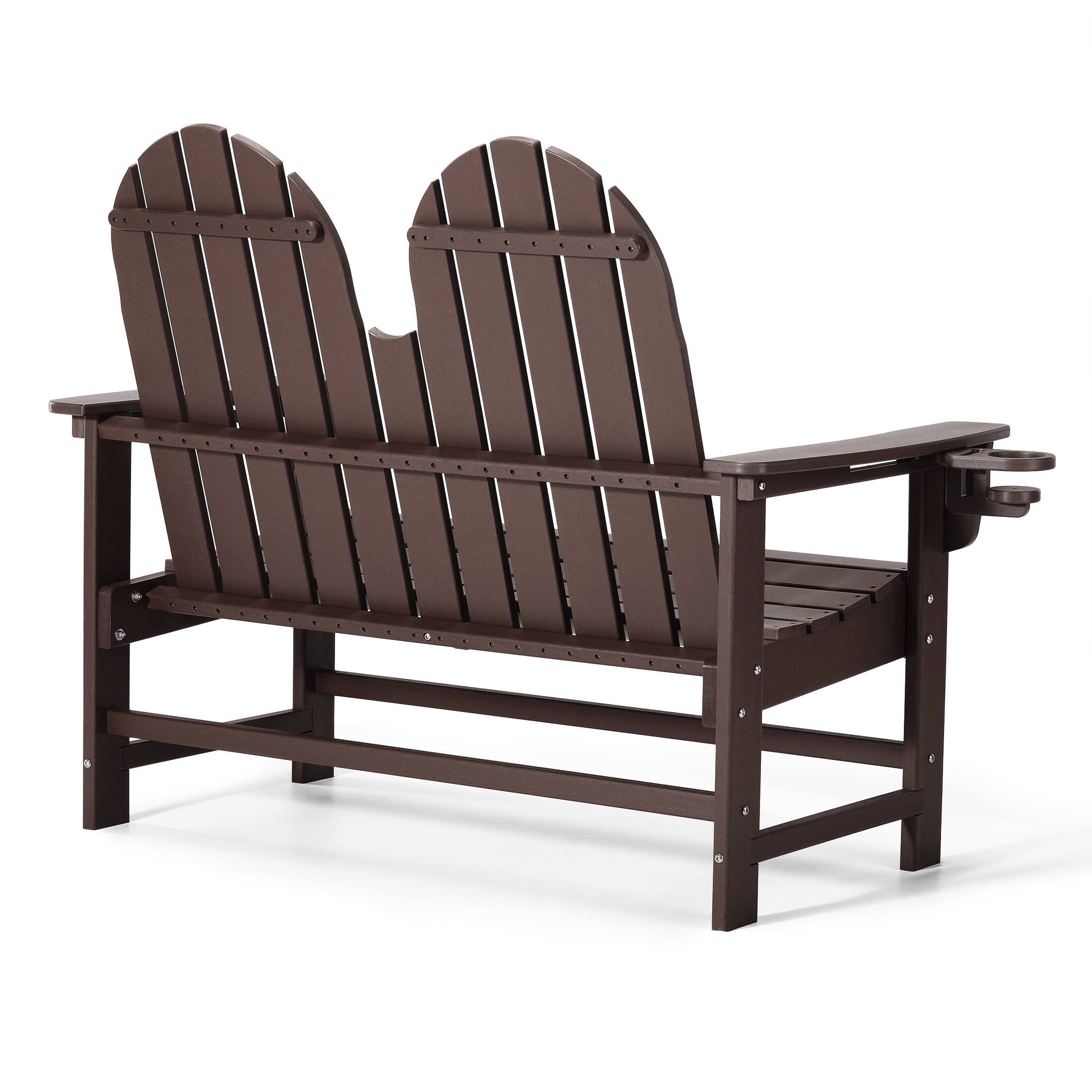 Back. WestinTrends - WestinTrends St. Augustine Outdoor Patio 49" HDPE Adirondack Garden Bench - Dark Brown.