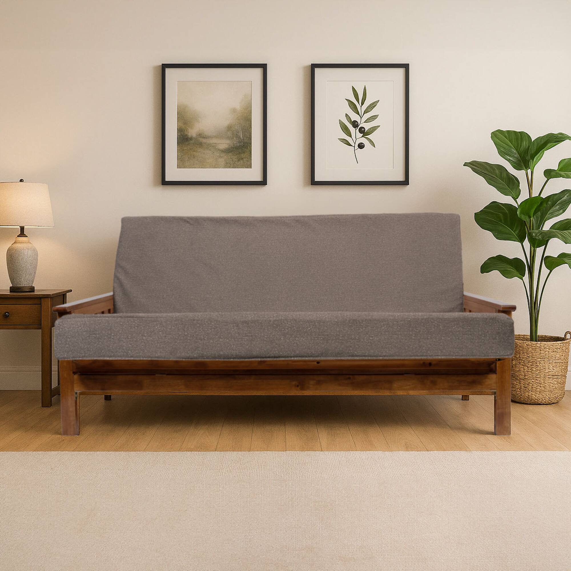 Left. GOODSILO - Full Premium Foldable Futon Mattress with Memory Foam Infusion and Removable Washable Cover - Mushroom.