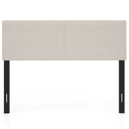 Gymax - Upholstered Headboard Queen/Full SizeVertical Quilted Linen Fabric Bed Frame - Beige