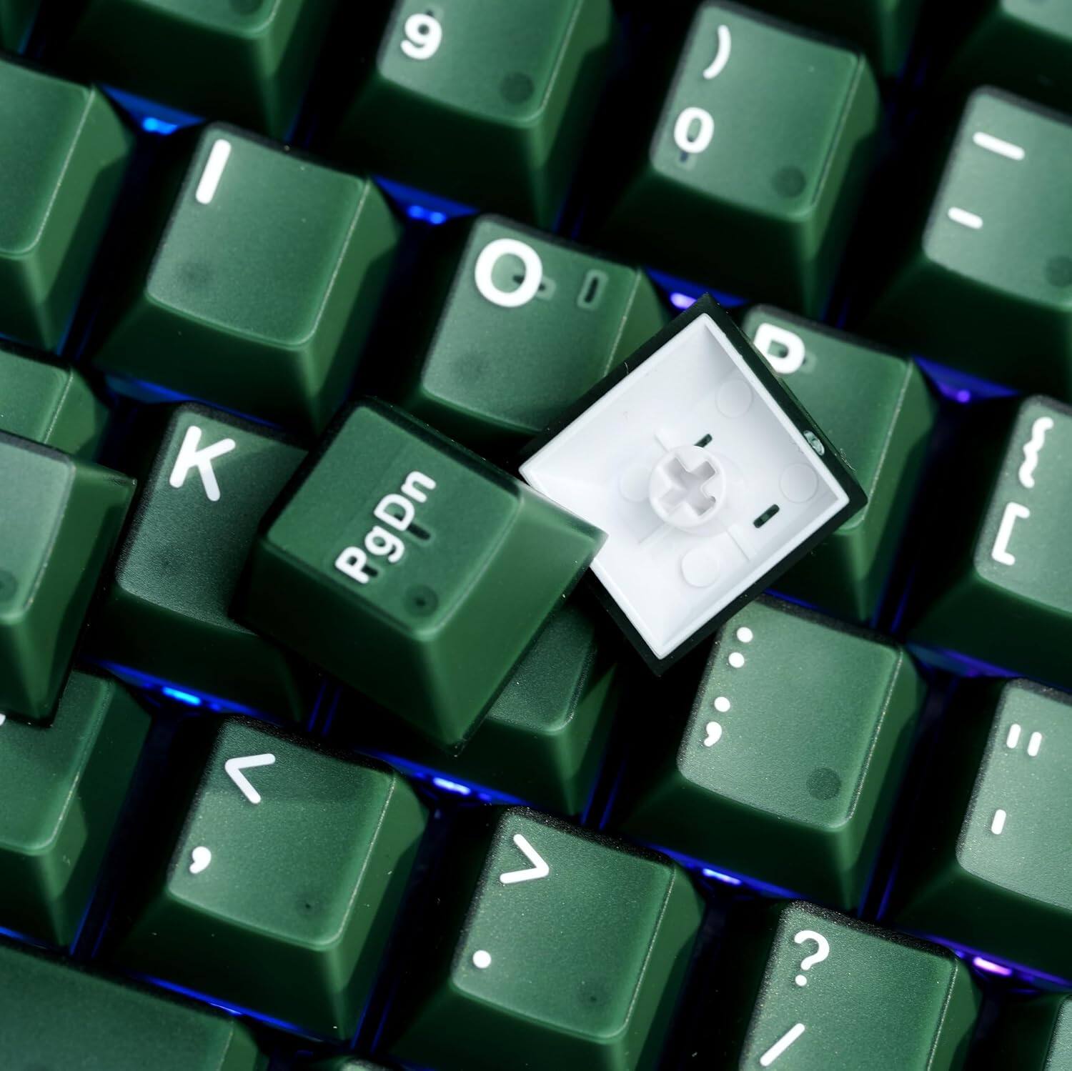 Left. Womier - PBT Keycaps,Translucent Ceramic Keys Cherry Profile Double-Shot Keycap for All US Layout Mechanical Keyboard - Green.