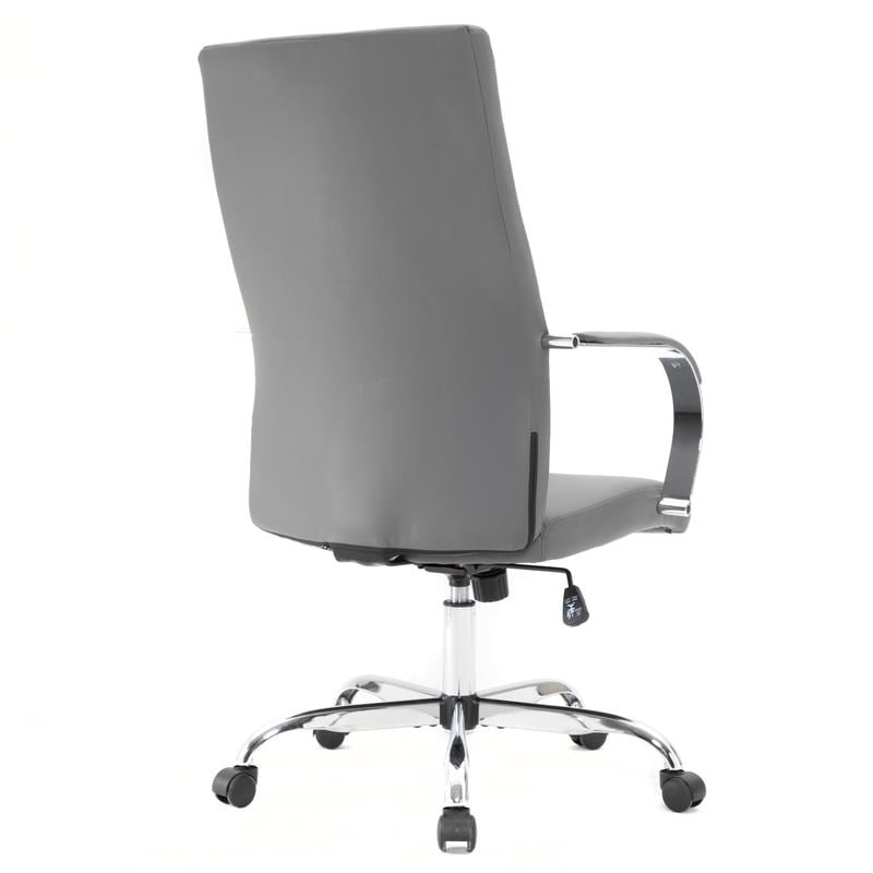 Alt View 6. LeisureMod - Set of 6 Sonora High-Back Ergonomic Leather Upholstered Desk Office Chair with Chrome Finish Base for Home Office - Grey.