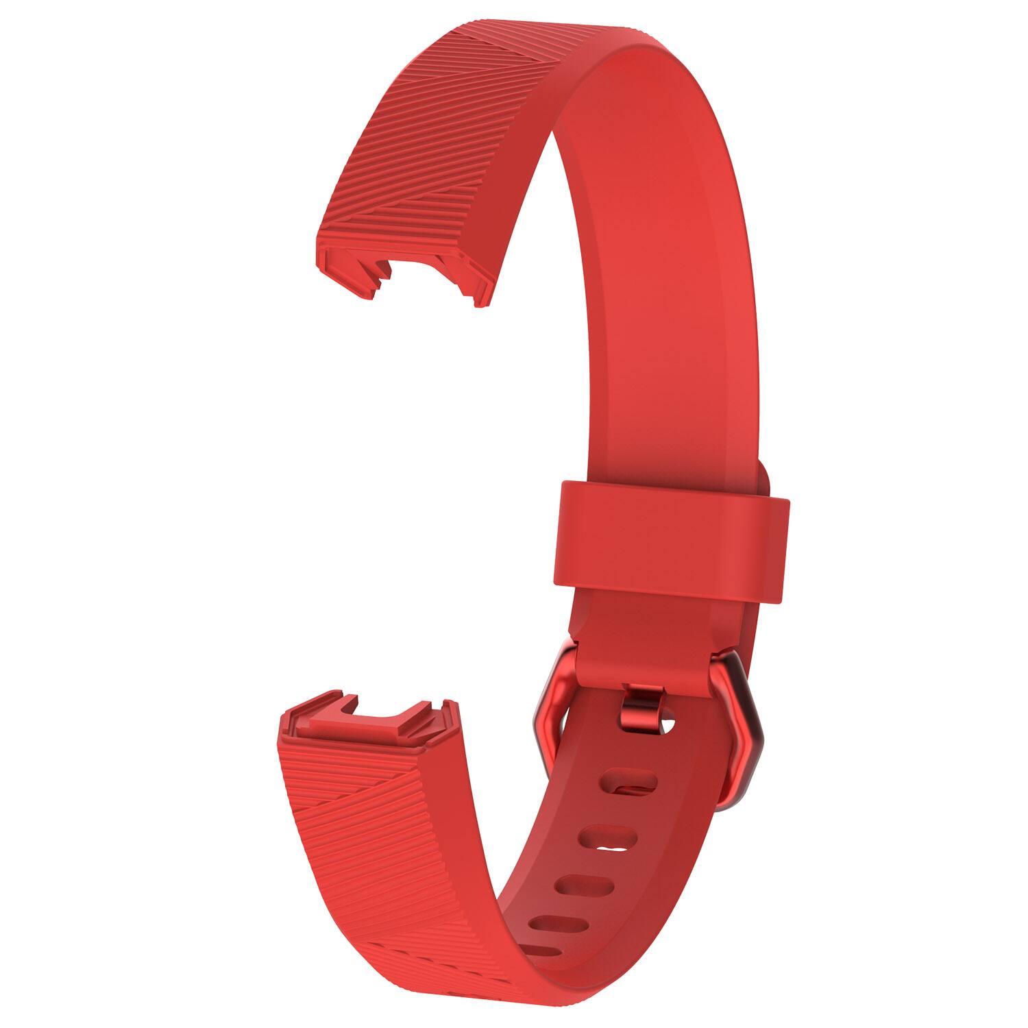 Left. StrapsCo - Active Band Rubber Watch Strap For Fitbit Alta (Short-Medium) - Red.