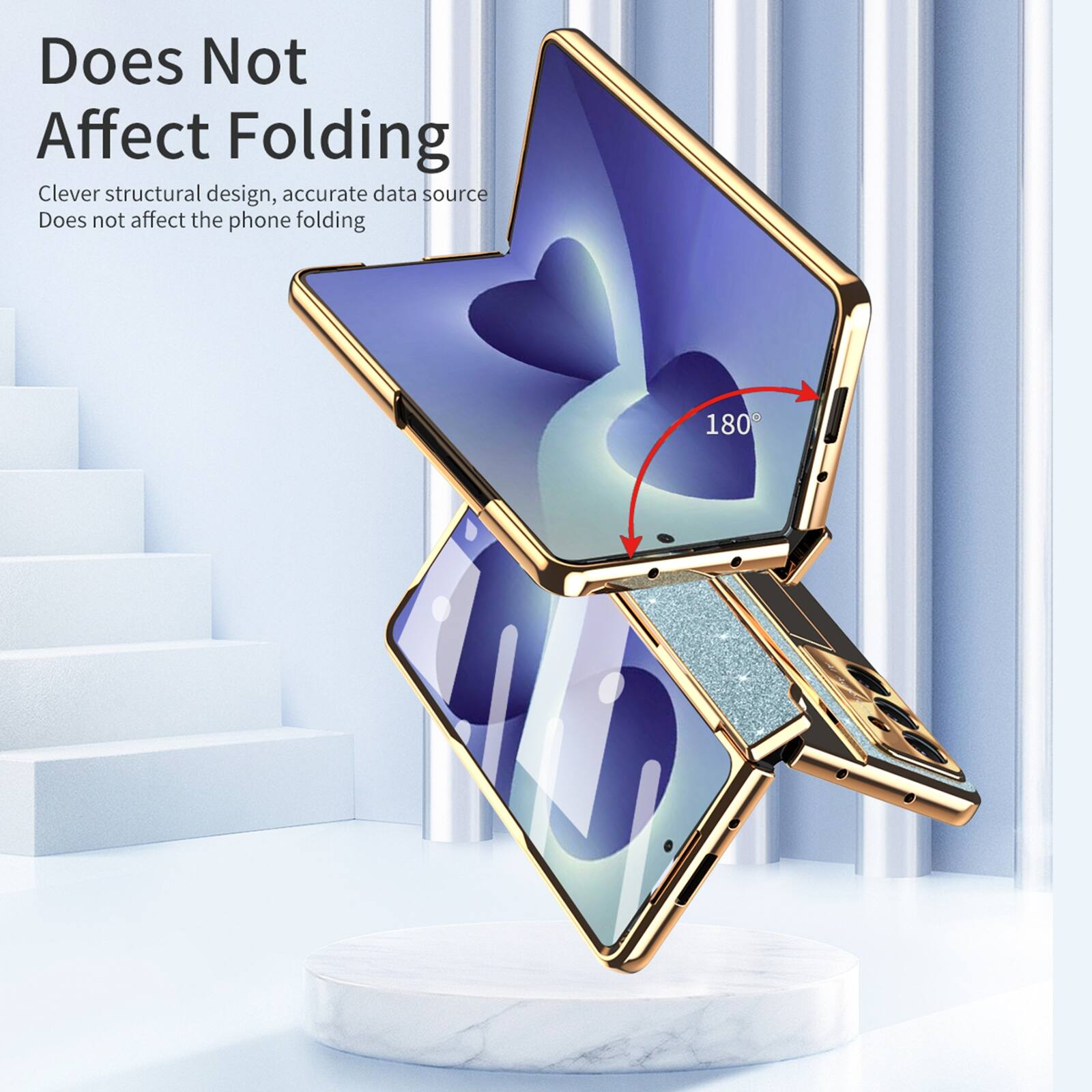 Does Not Affect Folding  
Clever structural design, accurate data source  
Does not affect the phone folding  
180°