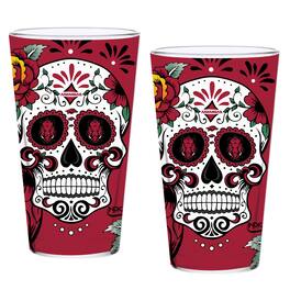Indigo Falls - Arkansas Razorbacks Two-Pack 16oz. Dia De Los Muertos Pint Glass Set - Multicolor