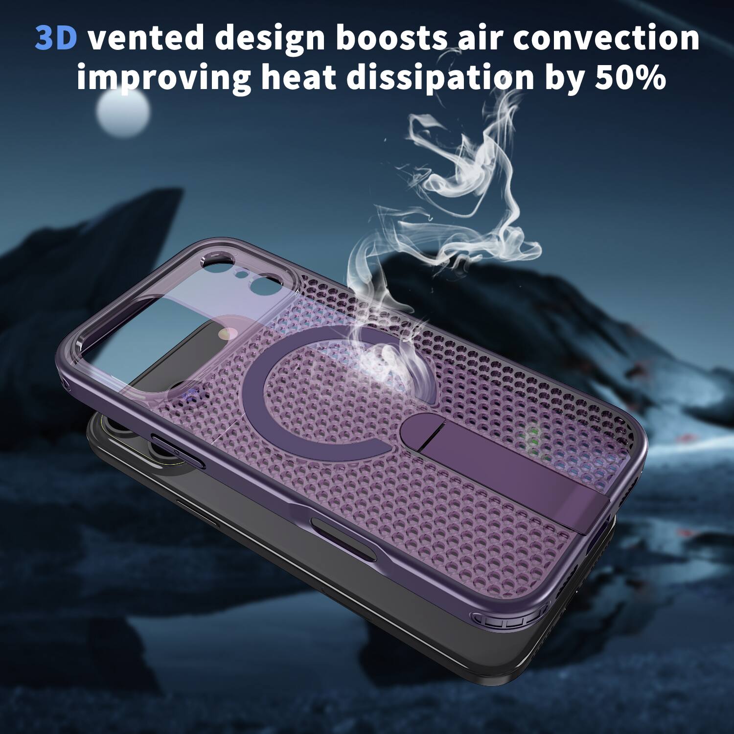3D vented design boosts air convection improving heat dissipation by 50%