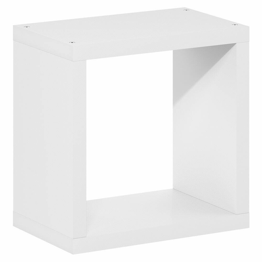 Back. Furinno - CUBICLE Floating Wall Shelves, Cube Wall Shelf, Extra Thick Wall Mounted Book Shelf, for Bathroom, Bedroom, Living Room - White.