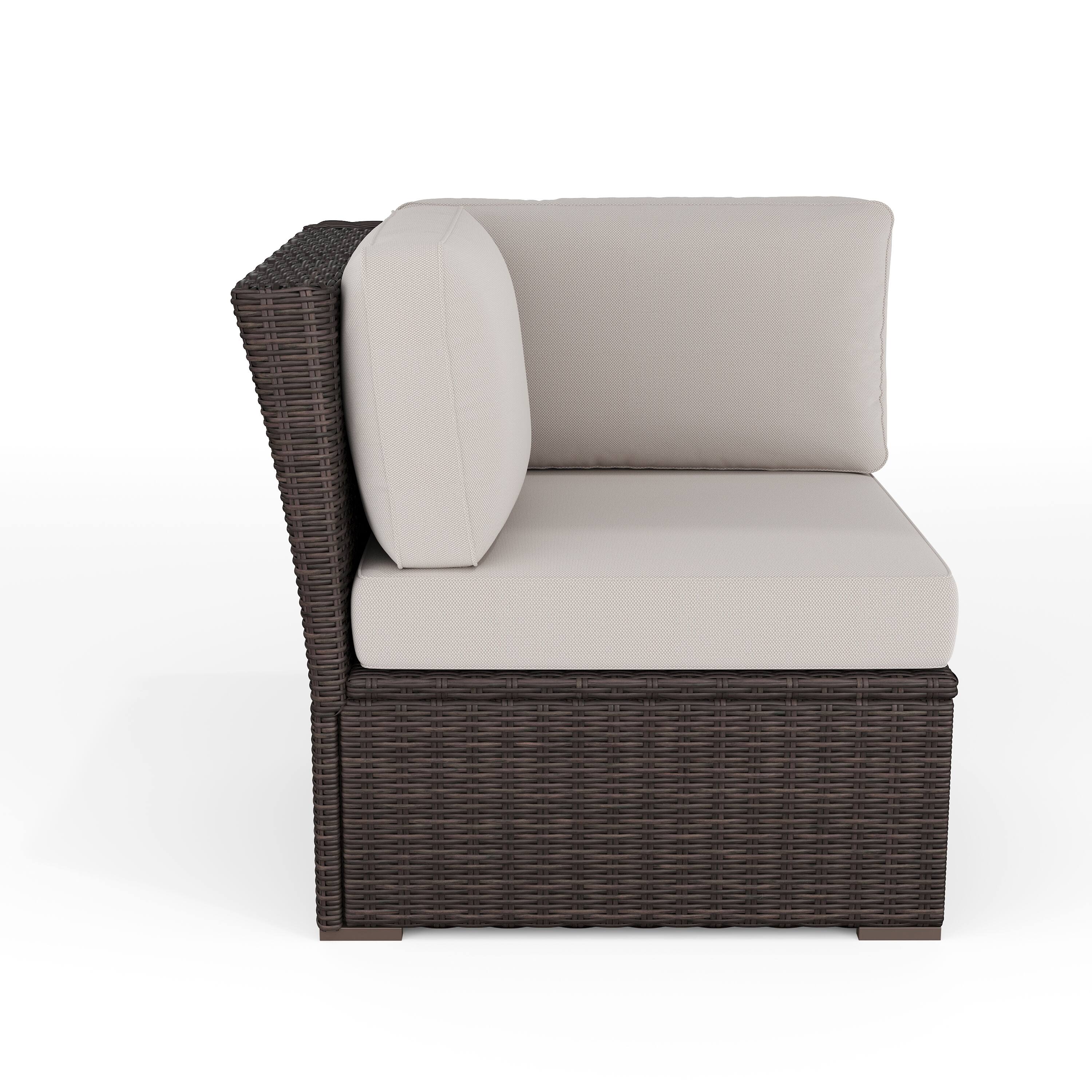 Alt View 8. Martha Stewart - Bedford Outdoor Modular Rattan Wicker Patio Sectional Sofa Corner Seat - Tan Cushions/Brown Frame.