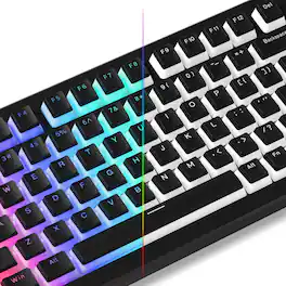 Stylel Star - Pudding Keycaps Pbt 60 65 75 100 Percent 130 Keys Shine Through Key Cap Oem Profile For Mx-stem Switches - Black