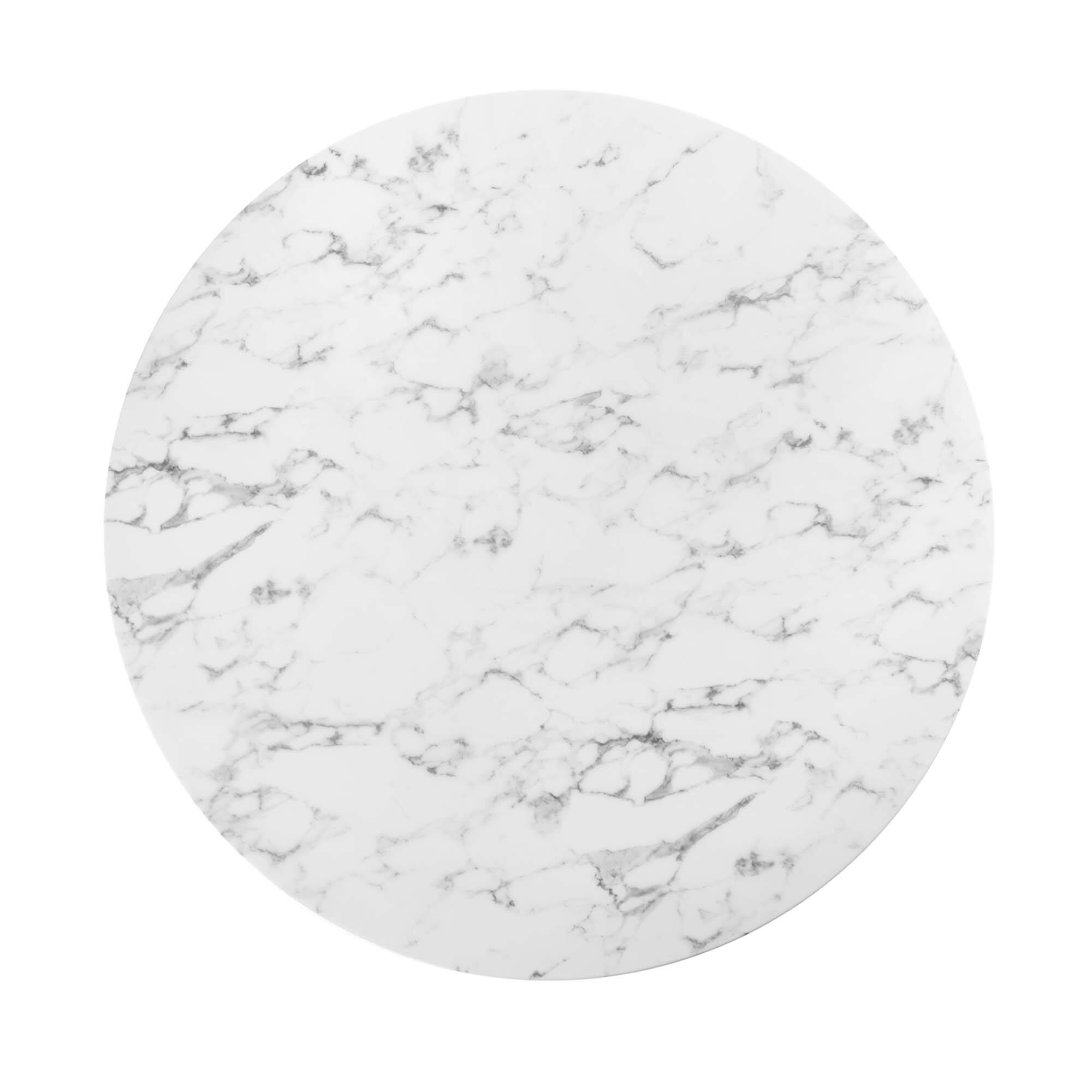 Back. Modway - Lippa 54" Round Faux Marble Dining Table by Modway - Gold White.