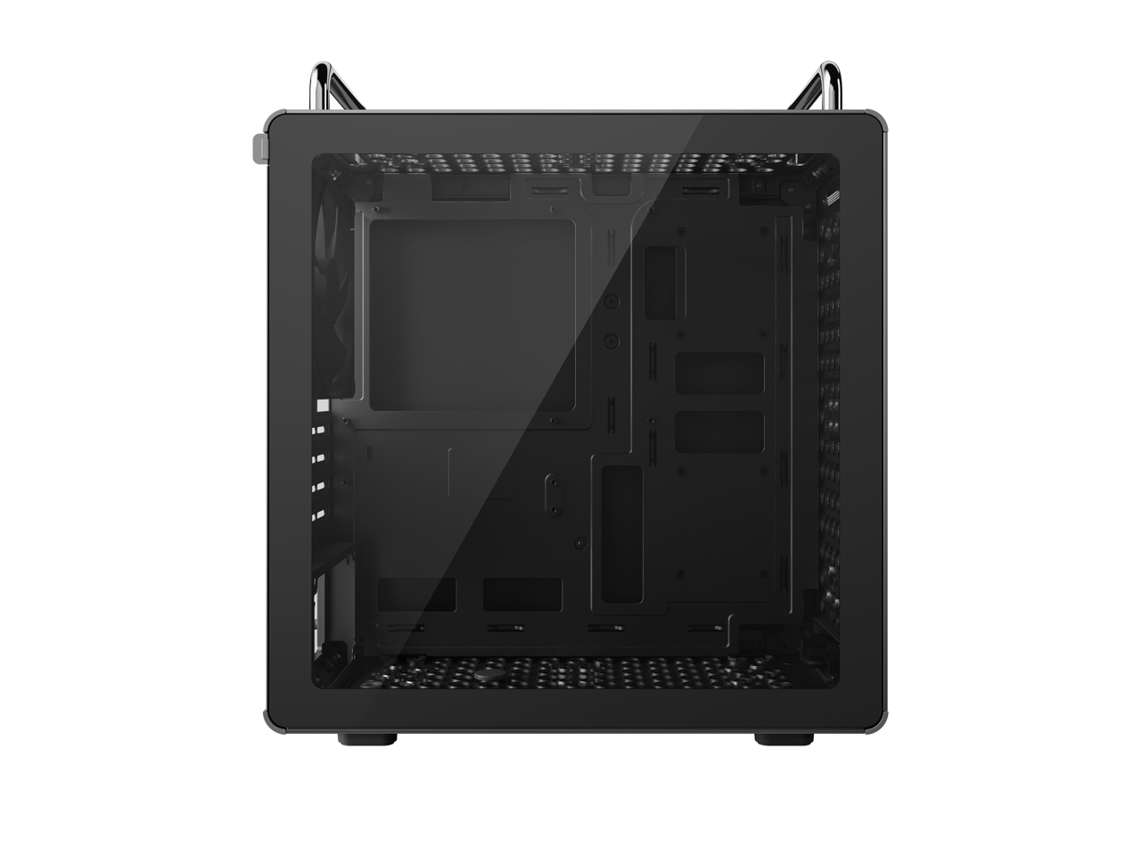 Alt View 2. Cooler Master - Cooler Master QUBE 340 Micro-ATX Modular Case Compact Tower Movable I/O Dust Filters Tempered Glass Handles Black - Black.