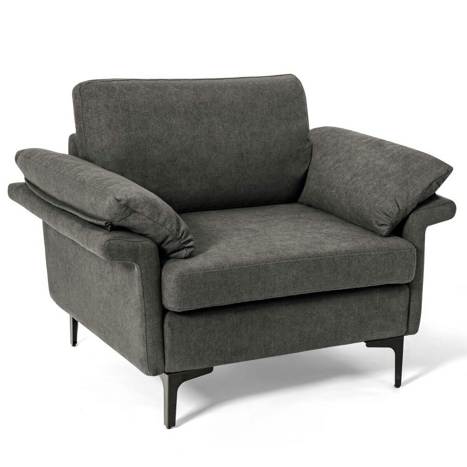 Kadyn - Modern Fabric Accent Armchair with Original Distributed Spring and Armrest Cushions- Modern Mid-Century Upholstered - Gray