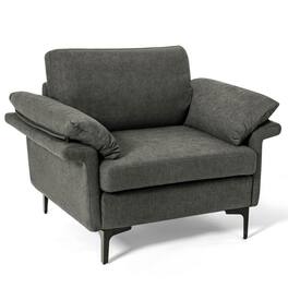 Kadyn - Modern Fabric Accent Armchair with Original Distributed Spring and Armrest Cushions- Modern Mid-Century Upholstered - Gray