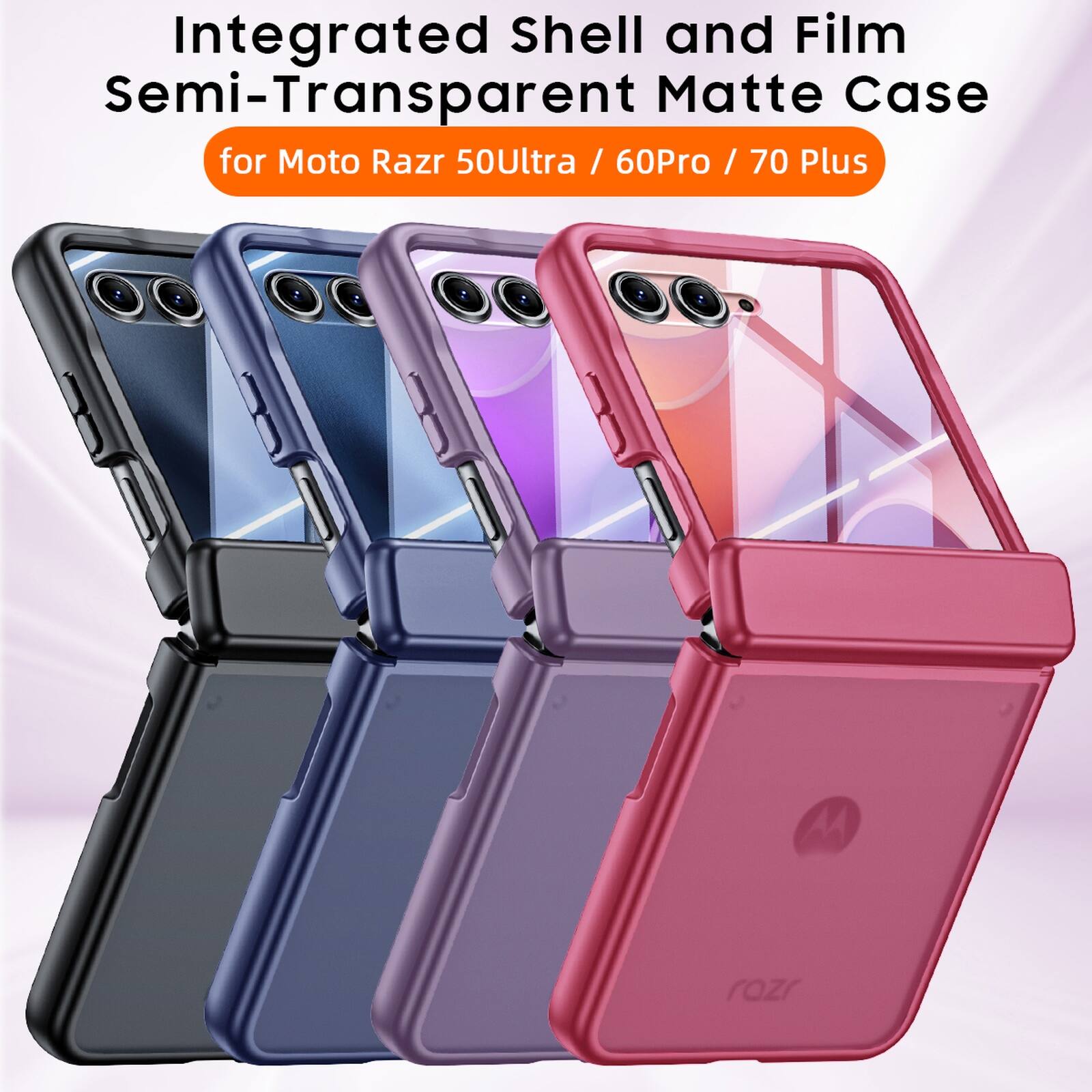 Integrated Shell and Film Semi-Transparent Matte Case for Moto Razr 50Ultra / 60Pro / 70 Plus