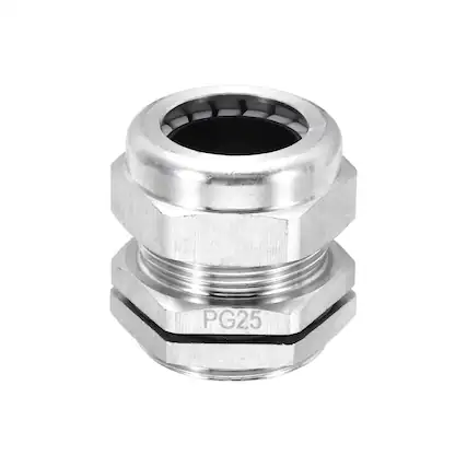 Front. Unique Bargains - PG25 Cable Gland, IP68 Waterproof Strain Relief, 304 Stainless Steel, for 15-22mm Wire, 1pc - Silver.