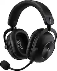 Front. Logitech - G PRO X3 LIGHTSPEED Wireless Gaming Headset with Bluetooth/USB/3.5 mm Aux for PC, PS5, PS4 - Black.