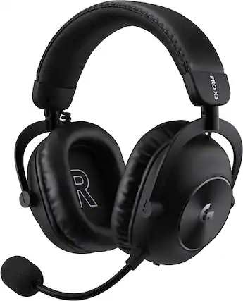 Front. Logitech - G PRO X3 LIGHTSPEED Wireless Gaming Headset with Bluetooth/USB/3.5 mm Aux for PC, PS5, PS4 - Black.