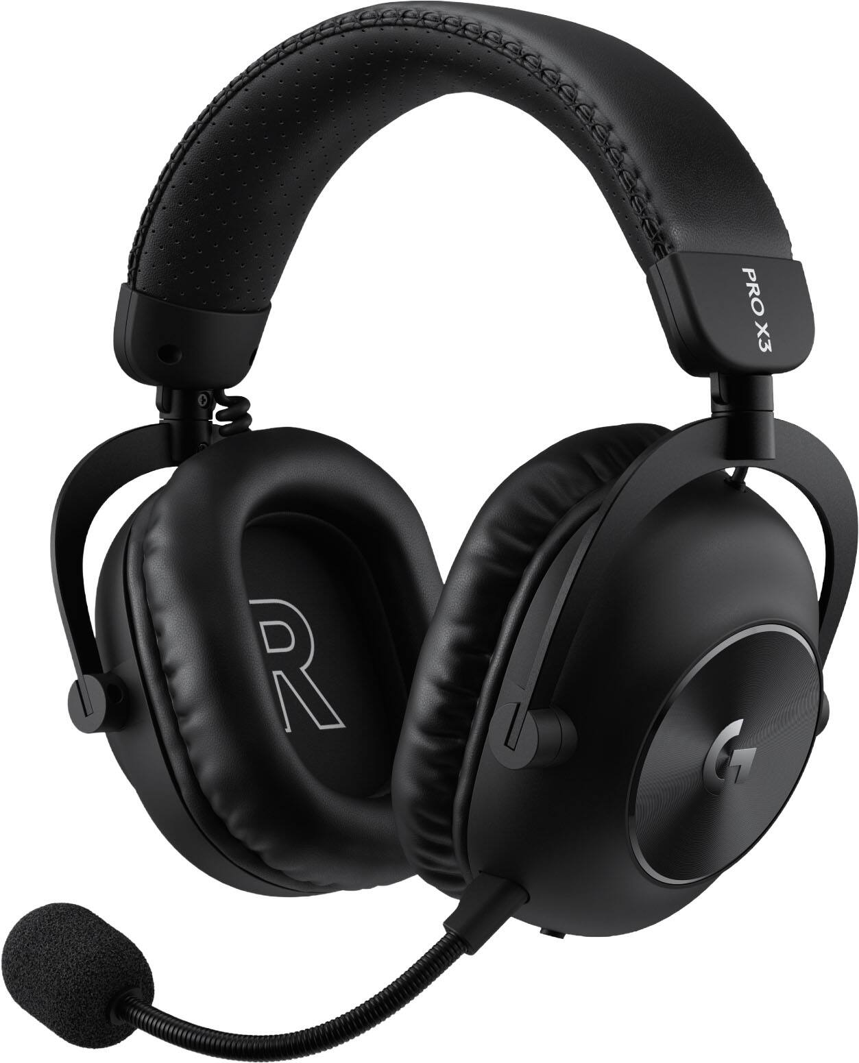 Front. Logitech - G PRO X3 LIGHTSPEED Wireless Gaming Headset with Bluetooth/USB/3.5 mm Aux for PC, PS5, PS4 - Black.