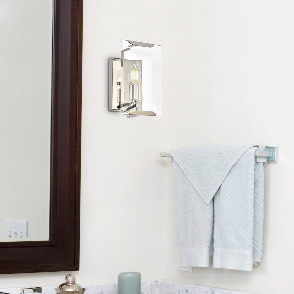 Alt View 6. Urban Classic - Monaco 1 light Golden Iron Wall Sconce Glass Crystal - Polished Nickel.