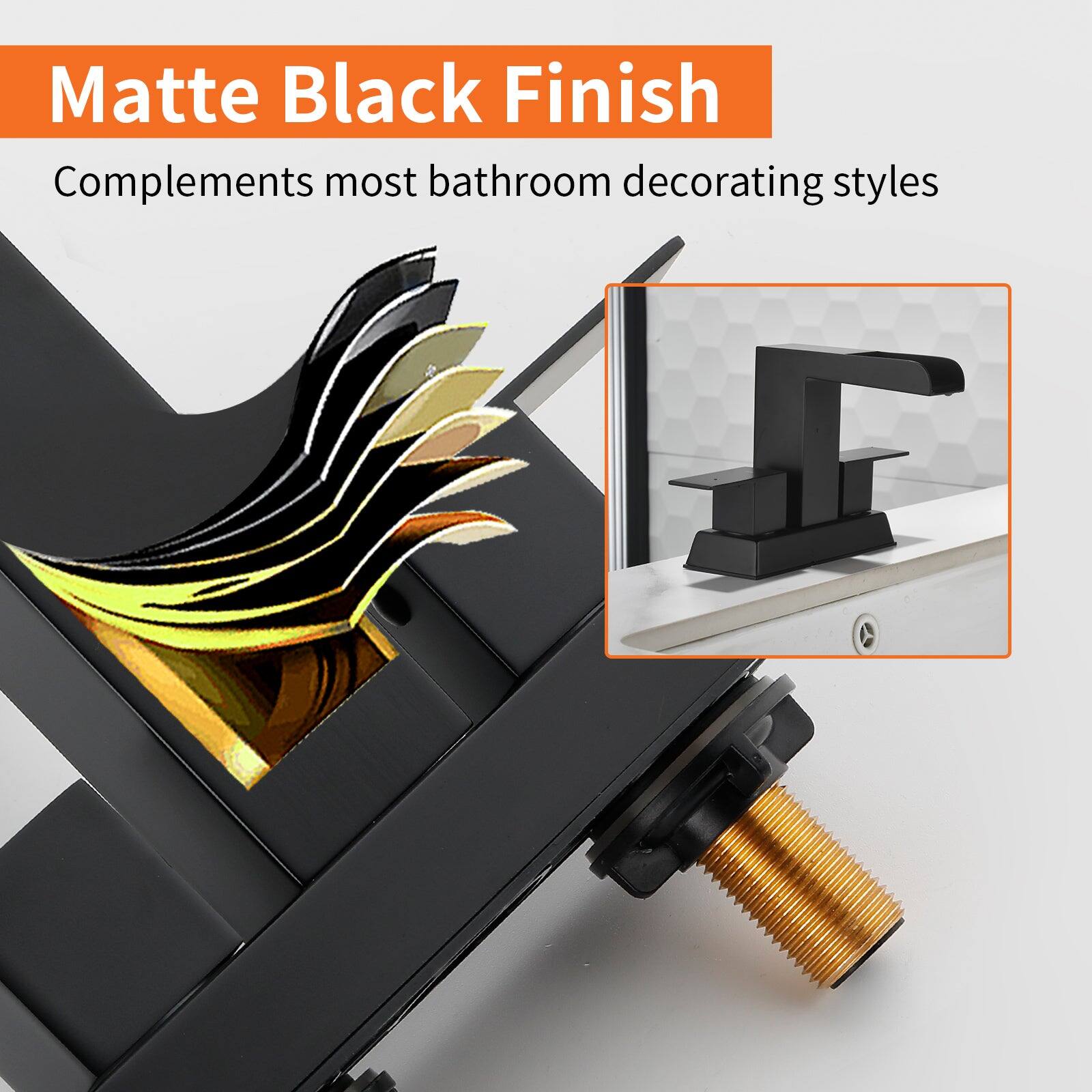 Matte Black Finish  
Complements most bathroom decorating styles