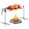 Front. VEVOR - Rotisserie Grill, AC120V 8 Level Height Electric Rotisserie Grill Kit, BBQ Grills Rotisseries Kit with 132 lbs Load - Stainless steel color.