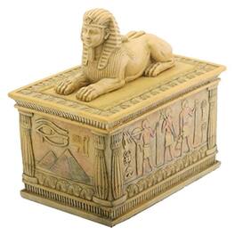 Pacific Trading - Ancient Egyptian Sphinx with Hieroglyphics Jewelry Trinket Box - Tan