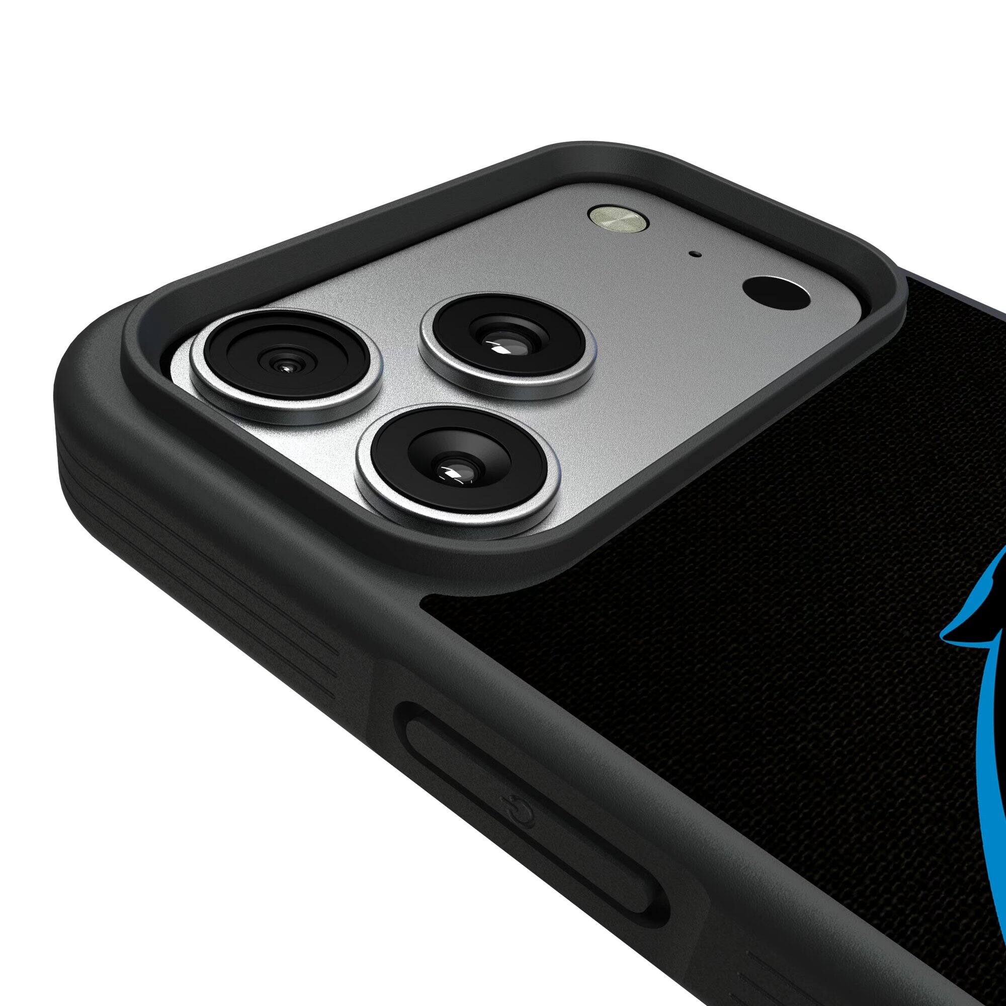 Alt View 2. Keyscaper - Carolina Panthers iPhone Stripe Design Bump Case - 13 Pro Max - Multicolor.