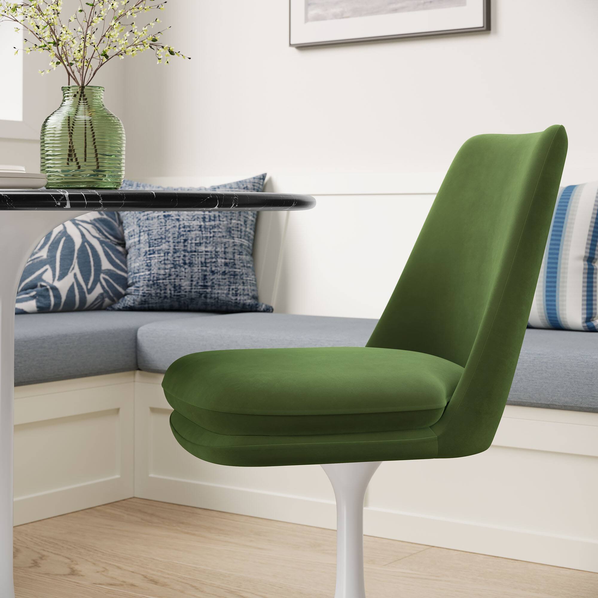 Alt View 6. Modway - Lippa Swivel Dining Performance Velvet Side Chair by Modway - Green.
