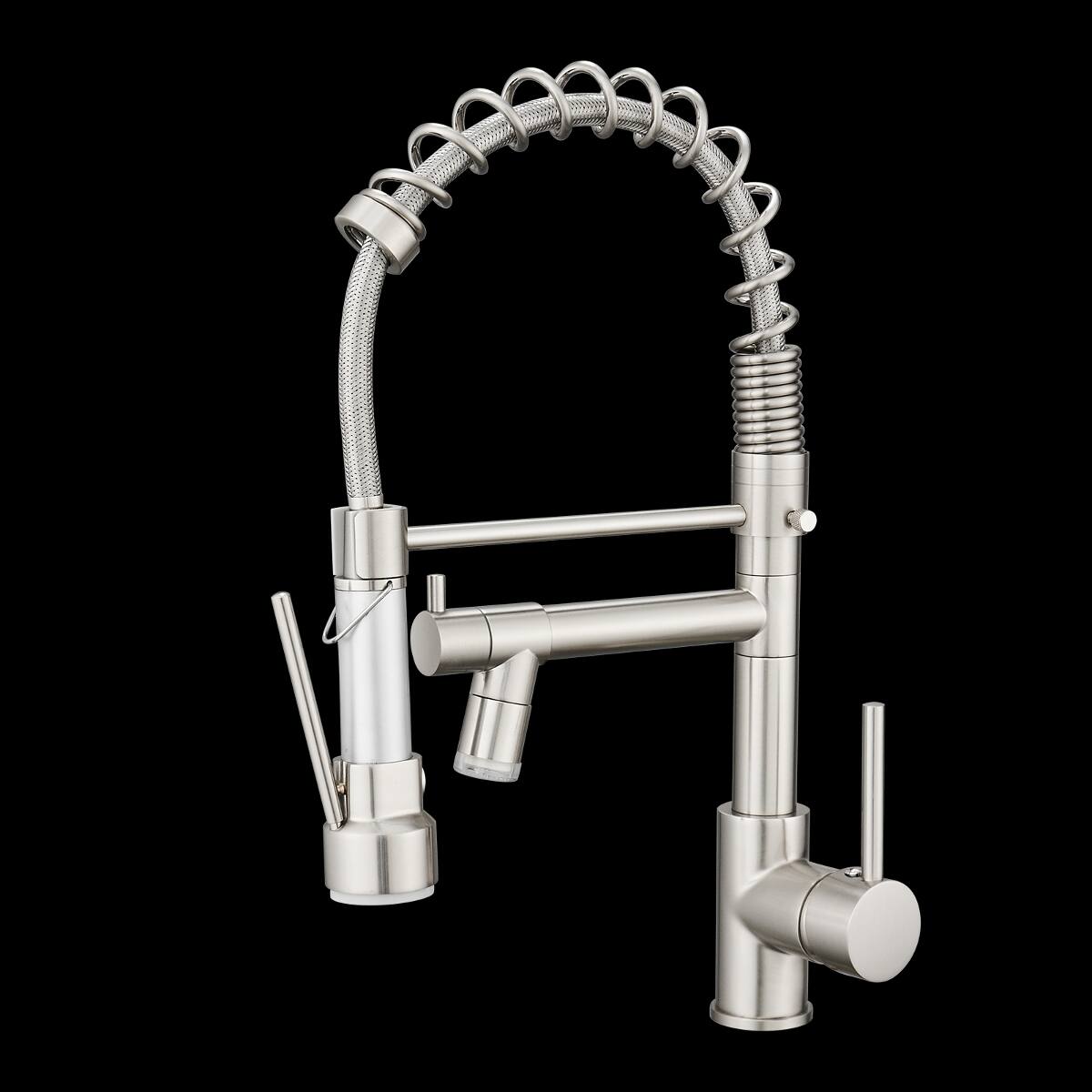 Alt View 1. Ropilly - Ropilly LED Kitchen Faucet with Pull Down Sprayer, Brushed Nickel Single Handle Kitchen Sink Faucet - Brushed Nickel.
