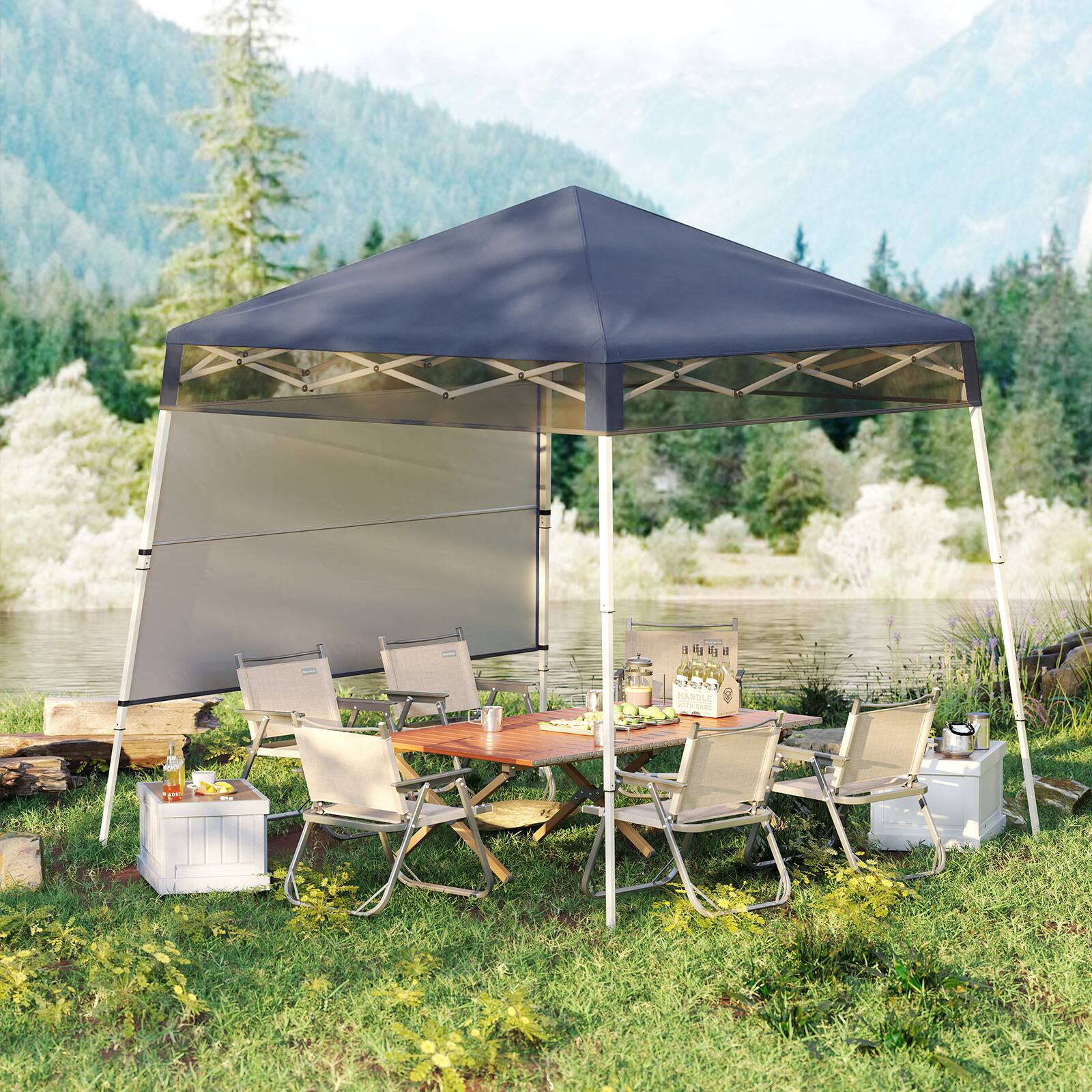 Alt View 4. Gymax - Gymax 7 x 7 FT Pop-Up Canopy TentOutdoor Sun Shelter w/ 1 Push Center Lock  Picnic Gray - Gray.