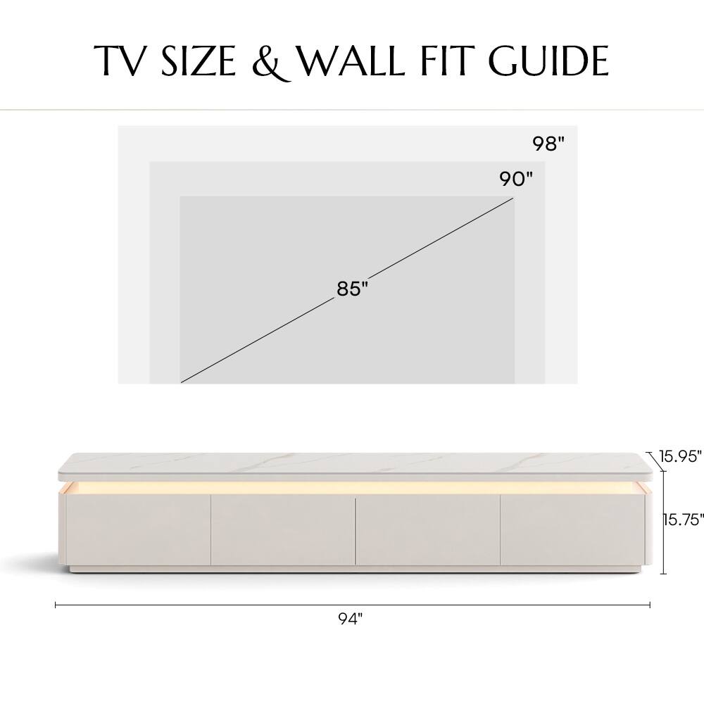 TV SIZE & WALL FIT GUIDE

98" 90" 85" 15.95" 15.75" 94"