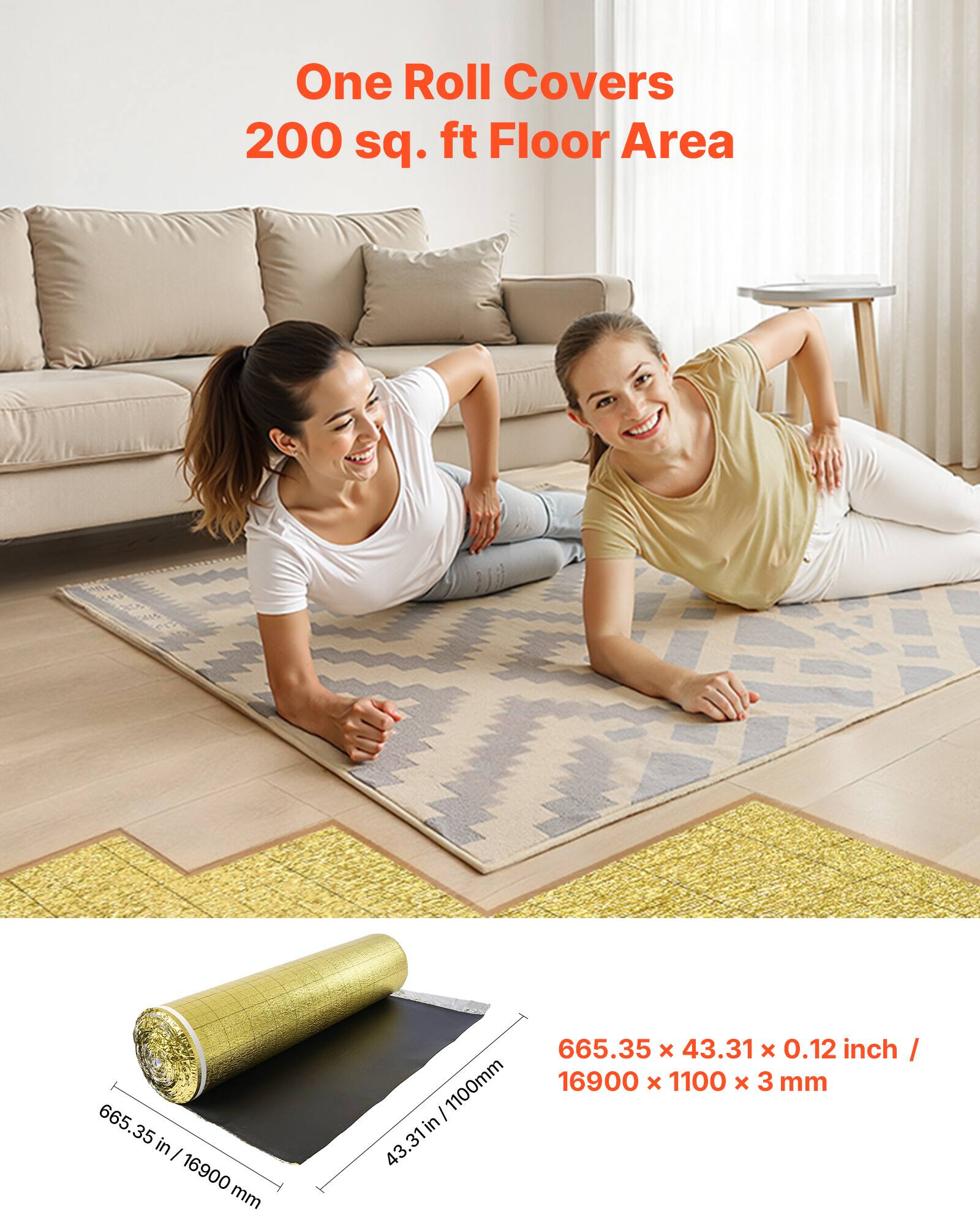 One Roll Covers 200 sq. ft Floor Area

SEN 665.35 in I 16900 mm 1100mm I in 43.31 43 665.35 x 43.31x 0.12 43.31 x 0.12 inch / I 16900 x 1100 x 3 mm