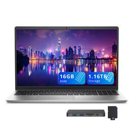 Dell - 15.6" FHD Laptop,Intel i7-1355U,16GB RAM,1TB SSD+160GB Dock Station,Intel UHD GPU,Backlit Keyboard,Win 11 - Silver