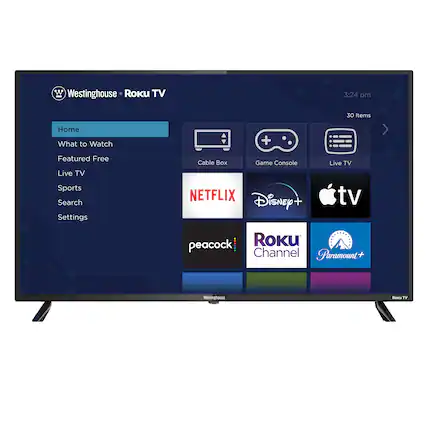 Front. Westinghouse - 43" 4K UHD Smart Roku TV with HDR - Black.