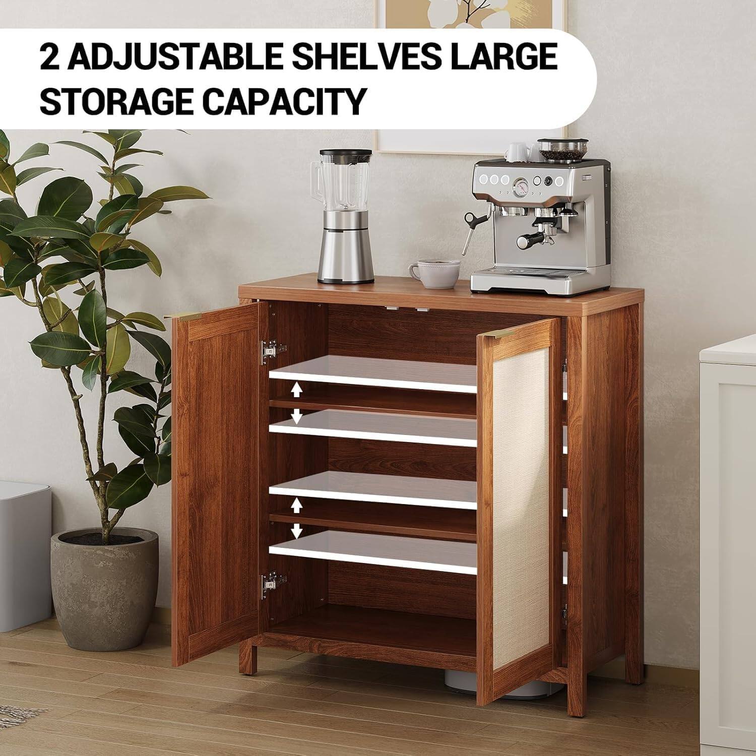 2 Adjustable Shelves Large Storage Capacity