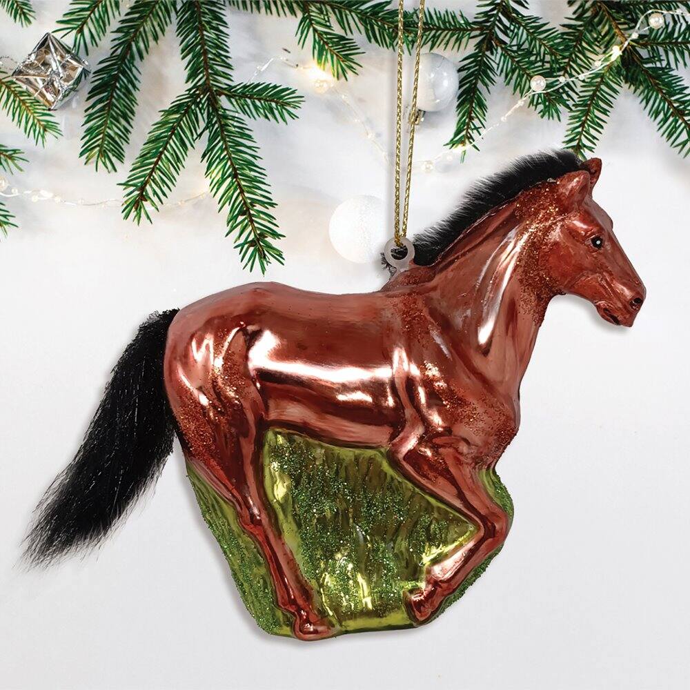 Left. OrnamentallyYou - American Quarter Horse Glass Christmas Ornament Equestrian Gift - Multi-colored.