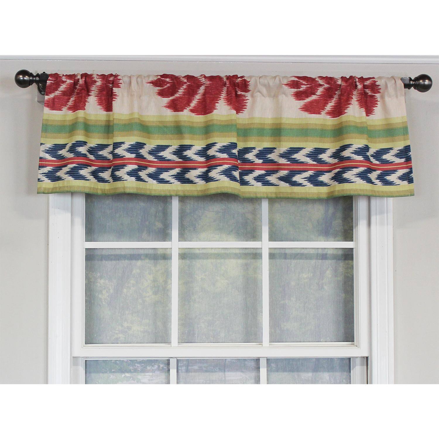 Angle. RLF Home - RLF Home Aztec Tailored 100% Cotton with Fully Lined 3" Rod Pocket Valnance for Windows 50" x 14" Multi - Multi.