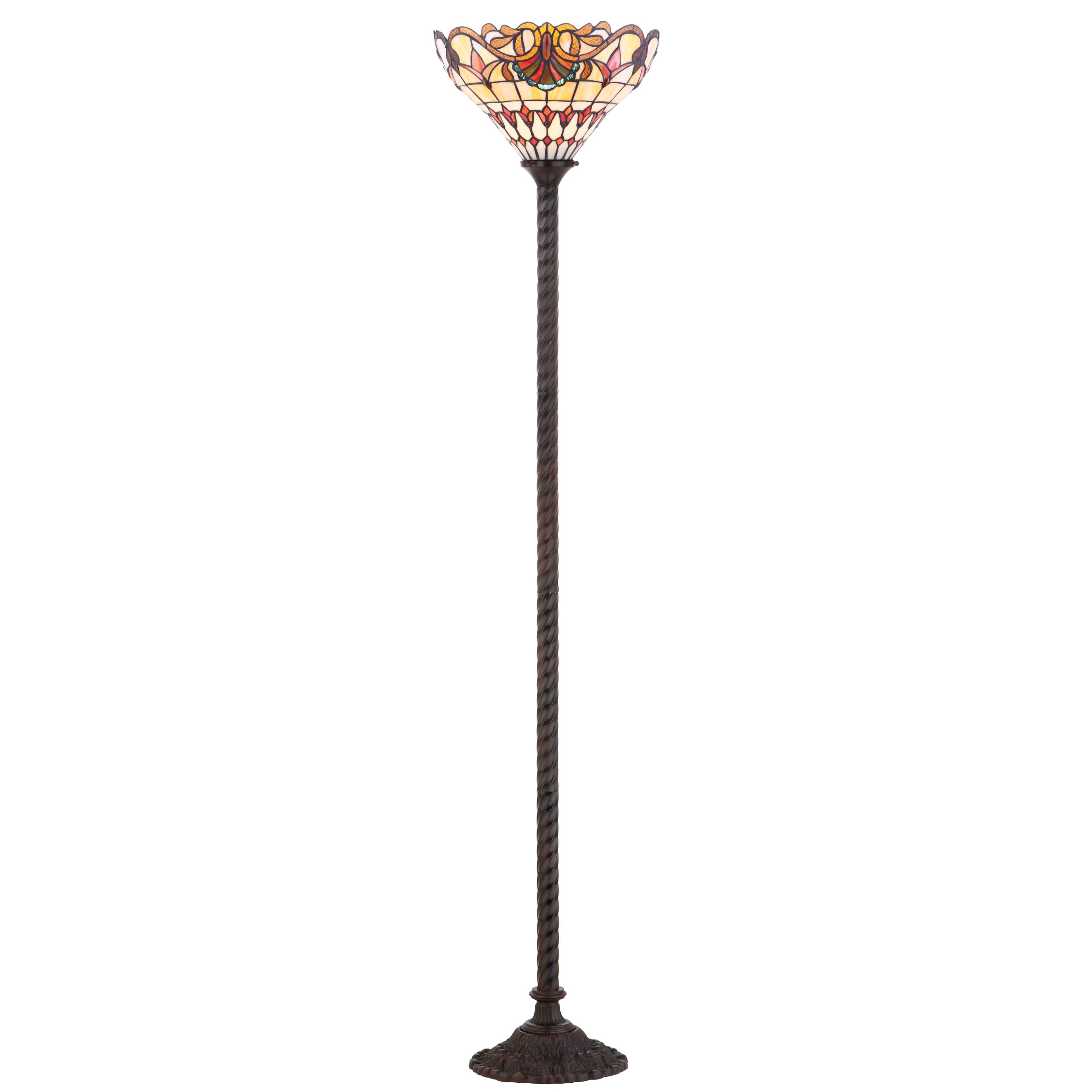 Jonathan Y - Davis Tiffany-Style 70" Torchiere LED Floor Lamp - Bronze