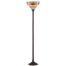 Jonathan Y - Davis Tiffany-Style 70" Torchiere LED Floor Lamp - Bronze