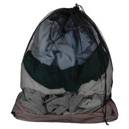 Unique Bargains - Practical Mesh Laundry Bag Large 15.7x19.7 Inch Coarse Drawstring Net for Washing Machine and Home Travel Storage - Black