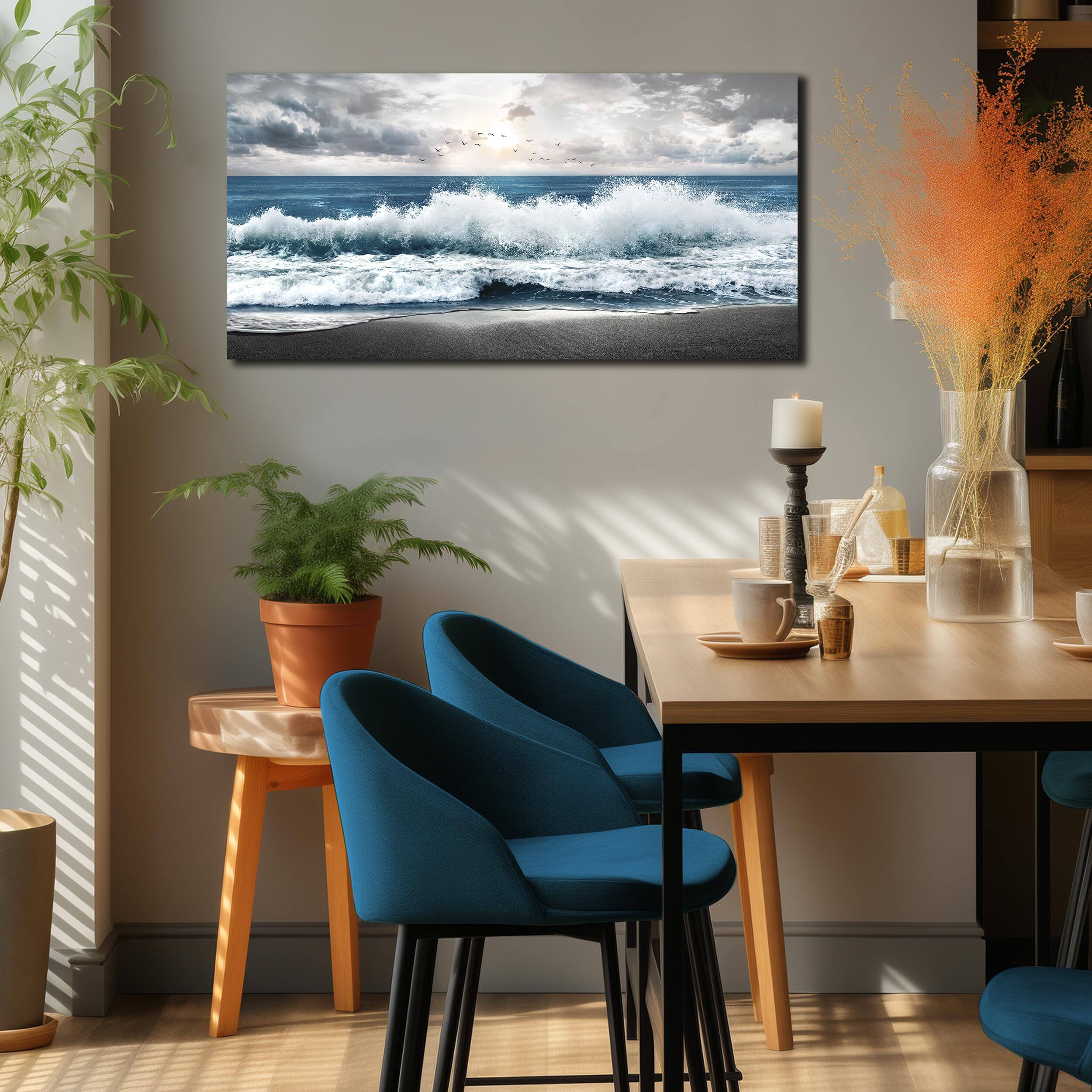 Alt View 1. Hirose Alice - Beach Pictures Wall Art for Bedroom Ocean Pictures for Wall Blue Wall Picture for Living Room Ready to Hang - Blue 48"L x 24"W.