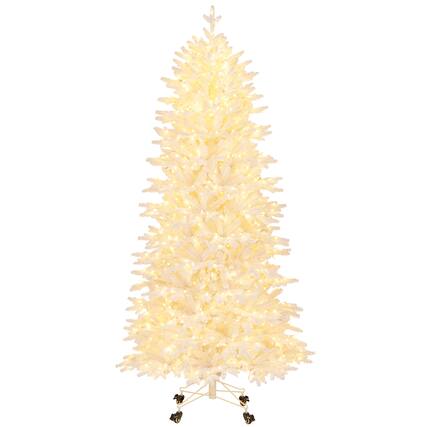 Front. Gymax - Gymax 7 FT Artificial Xmas Tree w/ 1880 PE PVC Branch Tips 900 Warm White LED Lights - White.